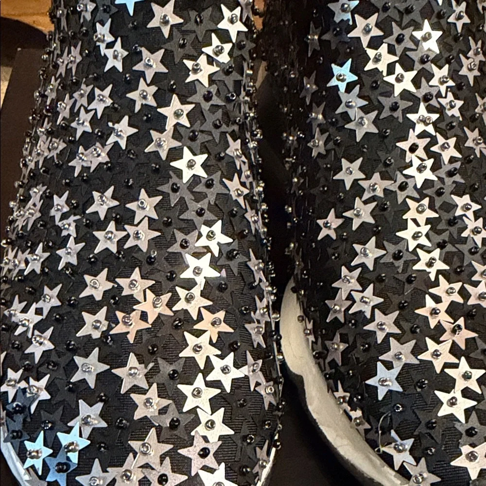 Ash Lightning Star Slip On Wedge Sneakers Black and Silver - Picture 7 of 10